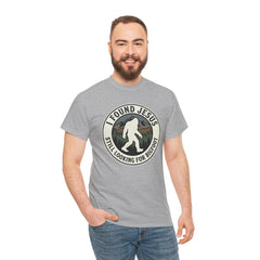 T-Shirt — I Found Jesus, Still Looking for Bigfoot Vintage Badge Graphic