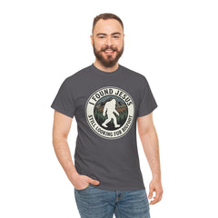 T-Shirt — I Found Jesus, Still Looking for Bigfoot Vintage Badge Graphic
