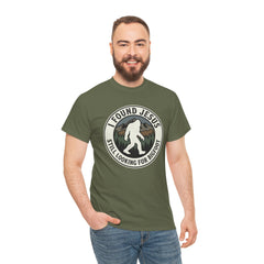 T-Shirt — I Found Jesus, Still Looking for Bigfoot Vintage Badge Graphic
