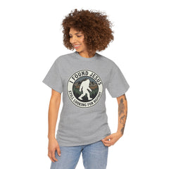 T-Shirt — I Found Jesus, Still Looking for Bigfoot Vintage Badge Graphic