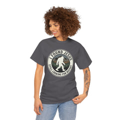 T-Shirt — I Found Jesus, Still Looking for Bigfoot Vintage Badge Graphic