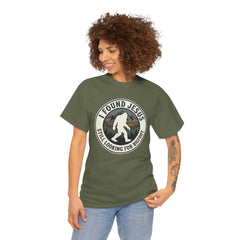 T-Shirt — I Found Jesus, Still Looking for Bigfoot Vintage Badge Graphic