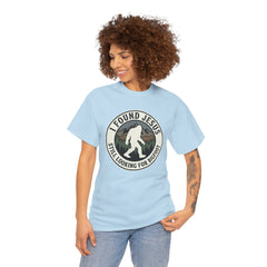 T-Shirt — I Found Jesus, Still Looking for Bigfoot Vintage Badge Graphic